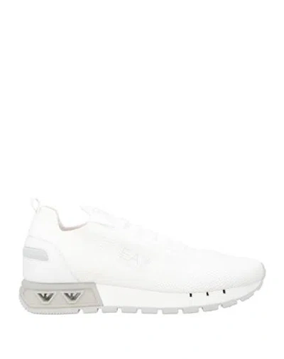 Ea7 Man Sneakers White Size 9 Textile Fibers, Leather