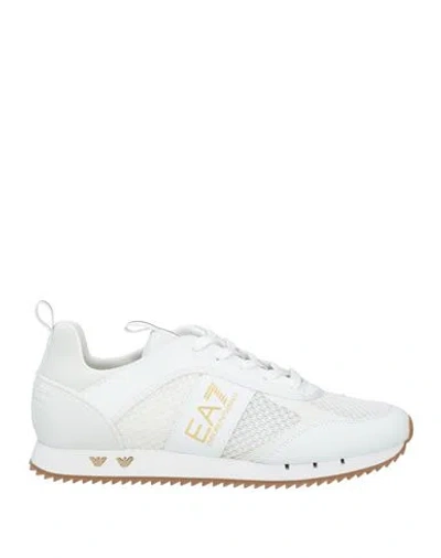 Ea7 Man Sneakers White Size 9.5 Polyester, Elastane, Polyurethane, Thermoplastic Polyurethane, Polyu In White