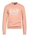 Ea7 Man Sweatshirt Apricot Size 3xl Cotton, Polyester, Elastane In Orange