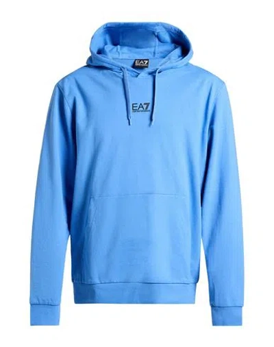 Ea7 Man Sweatshirt Azure Size 3xl Cotton In Blue