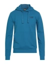 Ea7 Man Sweatshirt Deep Teal Size Xxl Cotton, Elastane In Blue