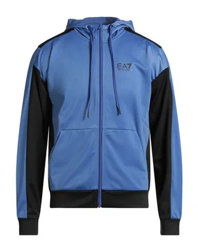 Ea7 Man Sweatshirt Azure Size 3xl Polyester In Blue