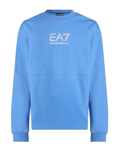 Ea7 Man Sweatshirt Sky Blue Size 3xl Cotton