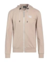 Ea7 Man Sweatshirt Beige Size Xxl Cotton, Polyamide