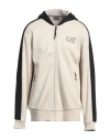 Ea7 Man Sweatshirt Beige Size Xxl Cotton, Polyester