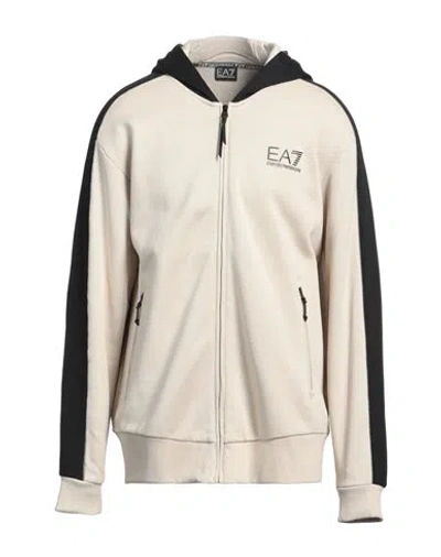 Ea7 Man Sweatshirt Beige Size Xxl Cotton, Polyester In Beige