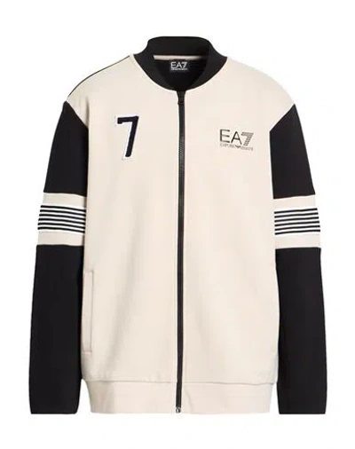 Ea7 Man Sweatshirt Beige Size 3xl Cotton, Polyester, Elastane In Nude