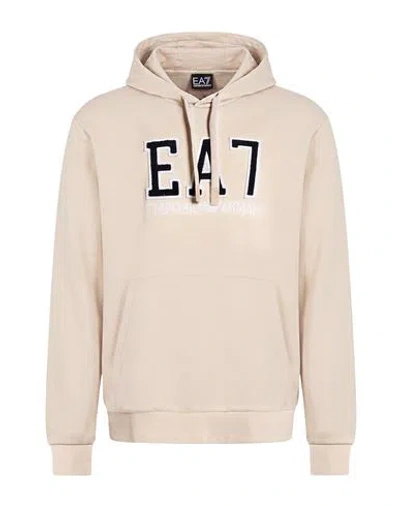 Ea7 Man Sweatshirt Beige Size 3xl Cotton, Polyester, Elastane In Neutral