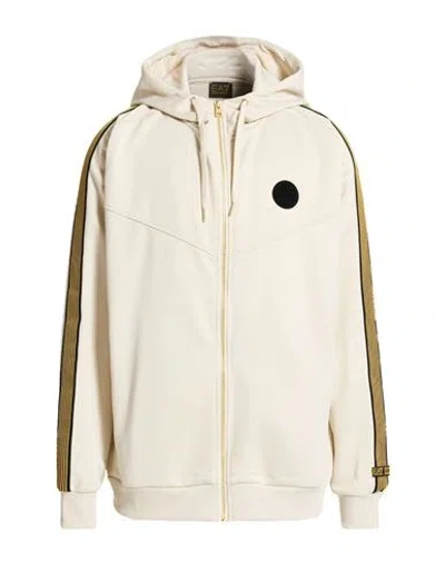 Ea7 Man Sweatshirt Beige Size 3xl Polyester, Cotton In Neutral