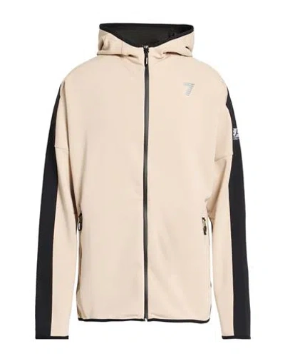 Ea7 Man Sweatshirt Beige Size 3xl Polyester, Viscose, Elastane In Multi