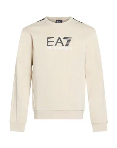 Ea7 Man Sweatshirt Cream Size L Cotton In Neutral