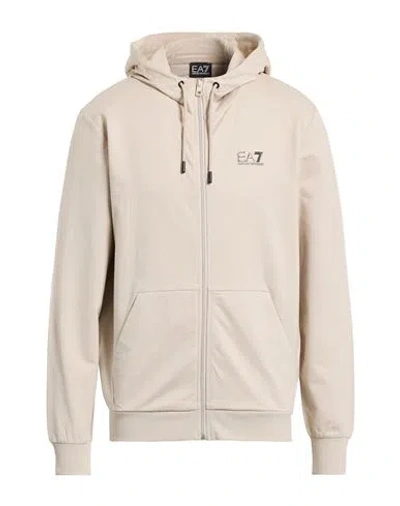 Ea7 Man Sweatshirt Beige Size Xl Cotton, Elastane In Neutral