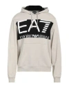 Ea7 Man Sweatshirt Beige Size Xxl Cotton, Elastane