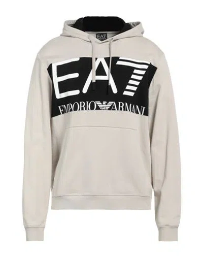 Ea7 Man Sweatshirt Beige Size Xxl Cotton, Elastane