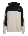 Ea7 Man Sweatshirt Beige Size Xs Cotton, Polyester