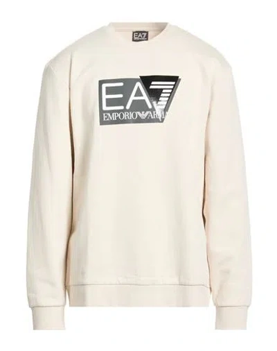 Ea7 Man Sweatshirt Beige Size Xxl Cotton, Polyester In Neutral