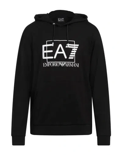 Ea7 Man Sweatshirt Black Size 3xl Cotton, Elastane In Black