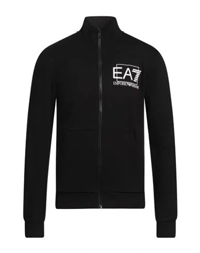 Ea7 Man Sweatshirt Black Size 3xl Cotton, Elastane