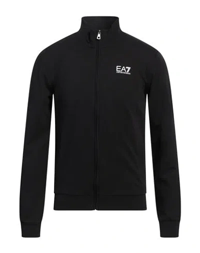 Ea7 Man Sweatshirt Black Size 3xl Cotton, Elastane In Black