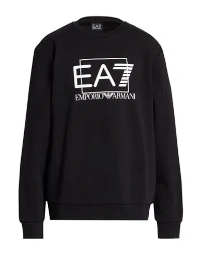 Ea7 Man Sweatshirt Black Size 3xl Cotton, Elastane