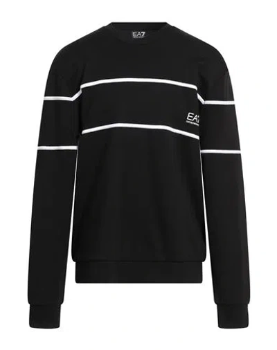 Ea7 Man Sweatshirt Black Size 3xl Cotton, Elastane