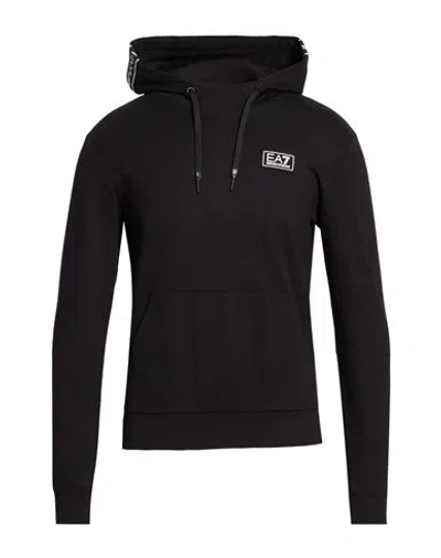 Ea7 Man Sweatshirt Black Size 3xl Cotton, Elastane, Polyamide