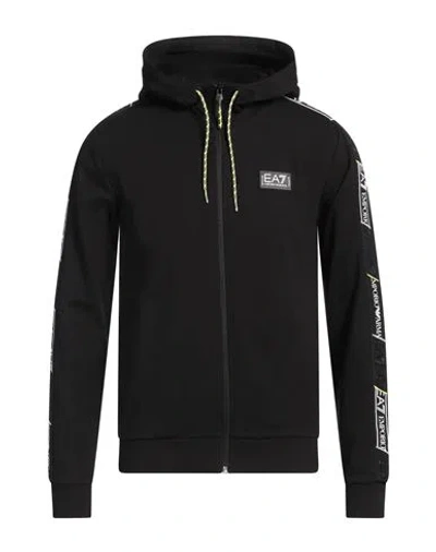 Ea7 Man Sweatshirt Black Size 3xl Cotton, Elastane, Polyamide, Polyester