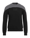 Ea7 Man Sweatshirt Black Size 3xl Cotton, Polyester, Elastane In Black