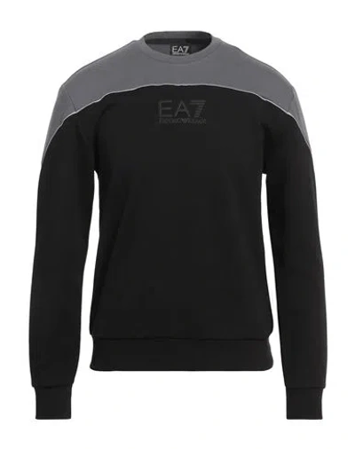 Ea7 Man Sweatshirt Black Size 3xl Cotton, Polyester, Elastane