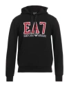 Ea7 Logo-print Cotton-blend Hoodie In Black