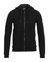 Ea7 Man Sweatshirt Black Size 3xl Cotton, Polyester, Elastane In Black