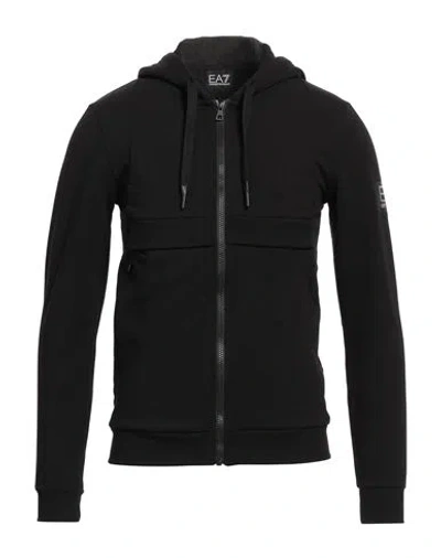 Ea7 Man Sweatshirt Black Size 3xl Cotton, Polyester, Elastane