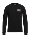 Ea7 Man Sweatshirt Black Size 3xl Cotton, Polyester, Elastane In Black