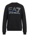 Ea7 Man Sweatshirt Black Size Xxl Cotton, Polyester, Elastane