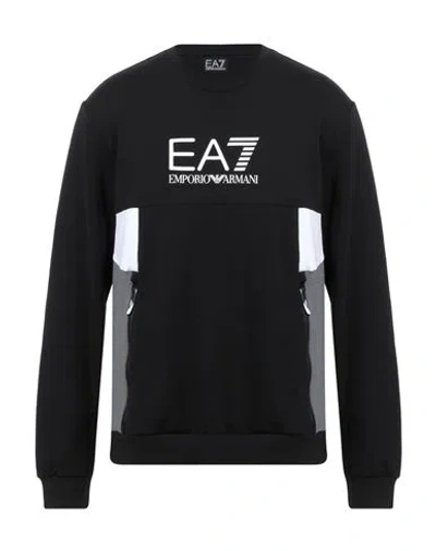 Ea7 Man Sweatshirt Black Size 3xl Cotton, Polyester, Elastane