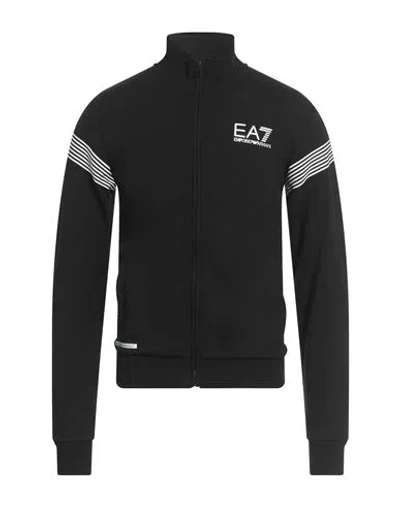Ea7 Man Sweatshirt Black Size 3xl Cotton, Polyester, Elastane In Multi