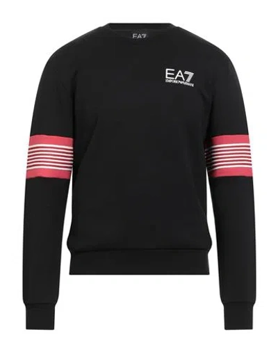 Ea7 Man Sweatshirt Black Size 3xl Cotton, Polyester, Elastane