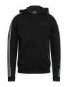 Ea7 Man Sweatshirt Black Size 3xl Cotton, Polyester, Elastane In Black