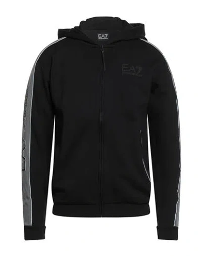 Ea7 Man Sweatshirt Black Size 3xl Cotton, Polyester, Elastane
