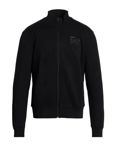 Ea7 Man Sweatshirt Black Size 3xl Cotton, Polyester, Elastane