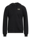 Ea7 Man Sweatshirt Black Size 3xl Cotton, Polyester, Elastane In Black