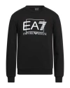 Ea7 Man Sweatshirt Black Size 3xl Cotton, Polyester, Elastane In Black