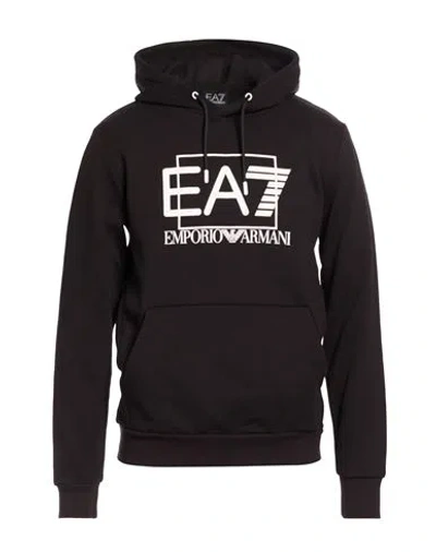 Ea7 Man Sweatshirt Black Size 3xl Cotton, Polyester, Elastane