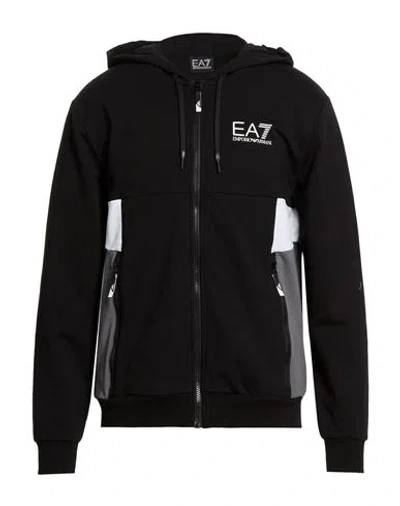 Ea7 Man Sweatshirt Black Size 3xl Cotton, Polyester, Elastane