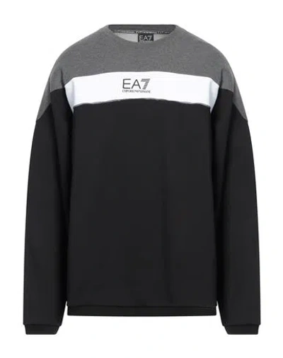Ea7 Man Sweatshirt Black Size Xs Cotton, Polyester, Elastane In Black