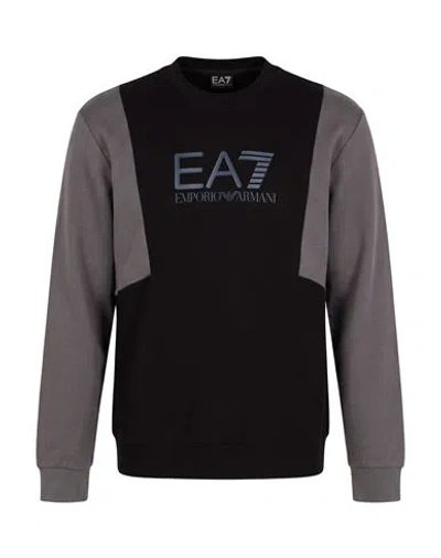 Ea7 Man Sweatshirt Black Size 3xl Cotton, Polyester, Elastane In Multi