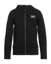 Ea7 Man Sweatshirt Black Size 3xl Cotton, Polyester, Polyamide, Elastane In Black