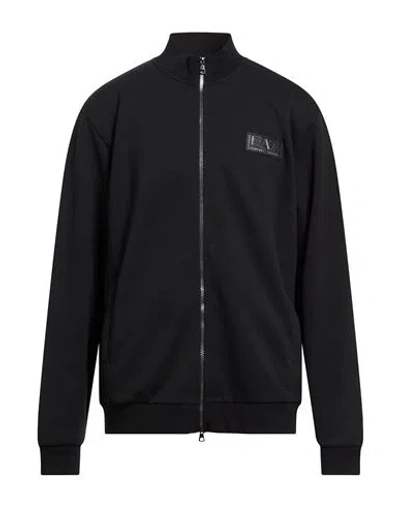 Ea7 Man Sweatshirt Black Size 3xl Polyester, Cotton In Multi