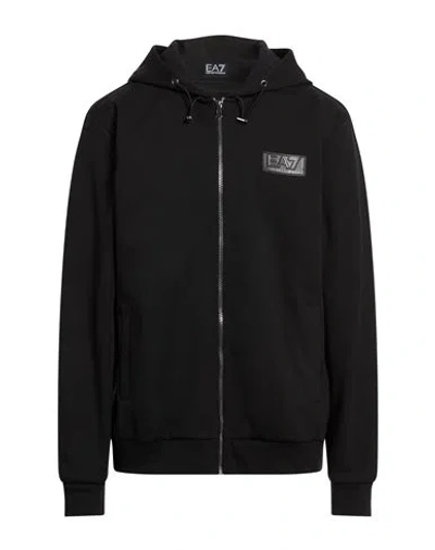 Ea7 Man Sweatshirt Black Size 3xl Polyester, Cotton