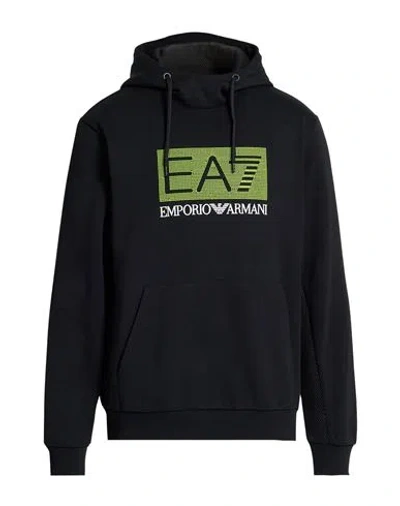 Ea7 Man Sweatshirt Black Size 3xl Polyester, Cotton